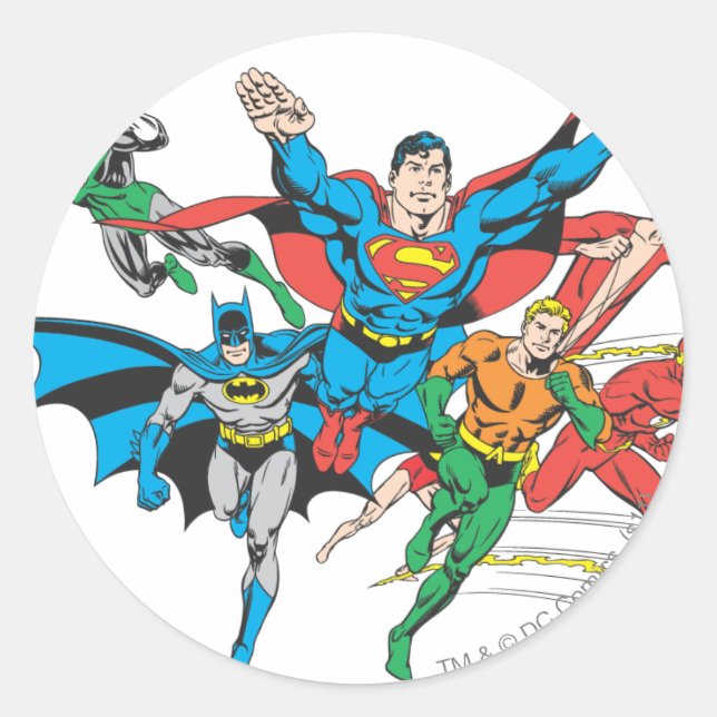 Justice League of America Group 4 Classic Round Sticker (Front)