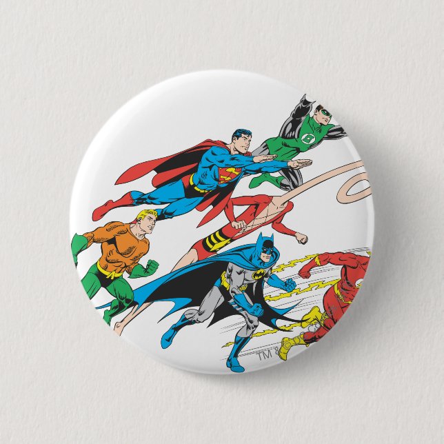 Justice League of America Group 5 6 Cm Round Badge (Front)
