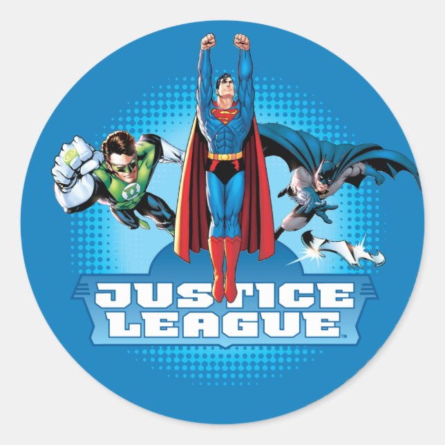 Justice League Power Trio Classic Round Sticker (Front)