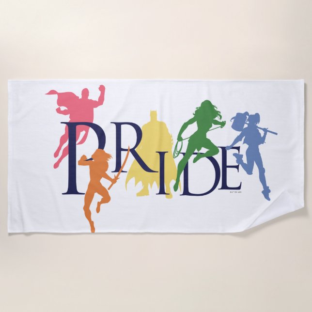 Justice League Pride Character Silhouettes Beach Towel (Front)