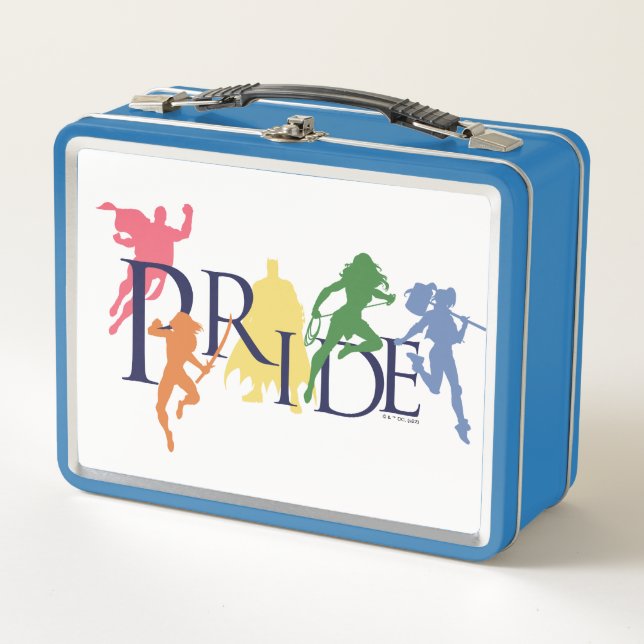 Justice League Pride Character Silhouettes Metal Lunch Box (Front)