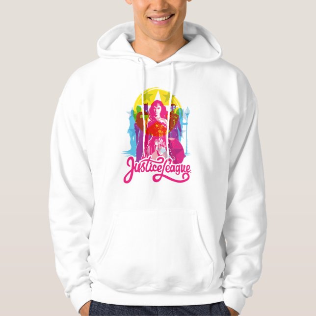 Justice League | Retro Group & Logo Pop Art Hoodie (Front)