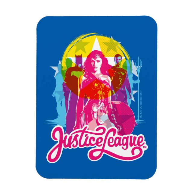 Justice League | Retro Group & Logo Pop Art Magnet (Vertical)