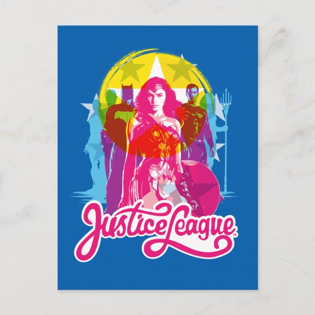 Justice League | Retro Group & Logo Pop Art Postcard (Front)