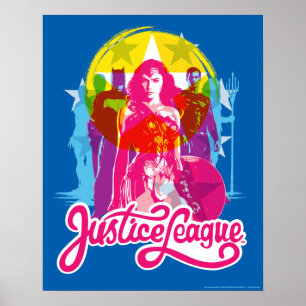 Justice League   Retro Group & Logo Pop Art Poster
