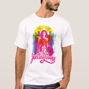 Justice League   Retro Group & Logo Pop Art T-Shirt