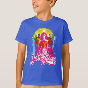 Justice League   Retro Group & Logo Pop Art T-Shirt