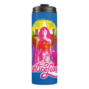 Justice League   Retro Group & Logo Pop Art Thermal Tumbler