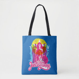 Justice League   Retro Group & Logo Pop Art Tote Bag