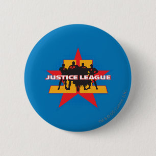 Justice League Silhouettes and Star Background 6 Cm Round Badge