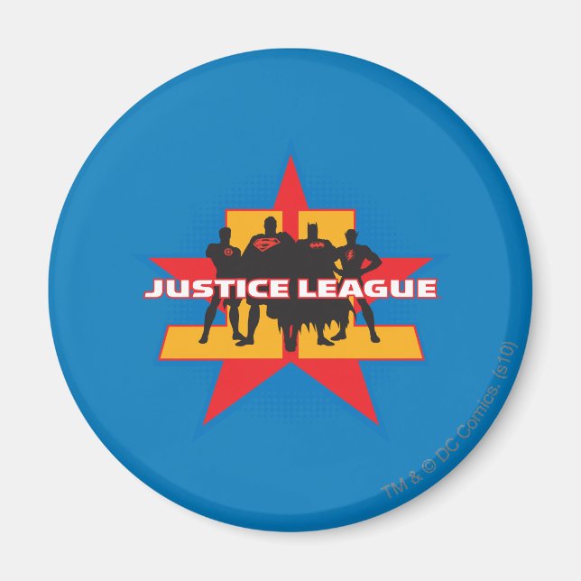 Justice League Silhouettes and Star Background Magnet (Front)