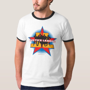 Justice League Silhouettes and Star Background T-Shirt