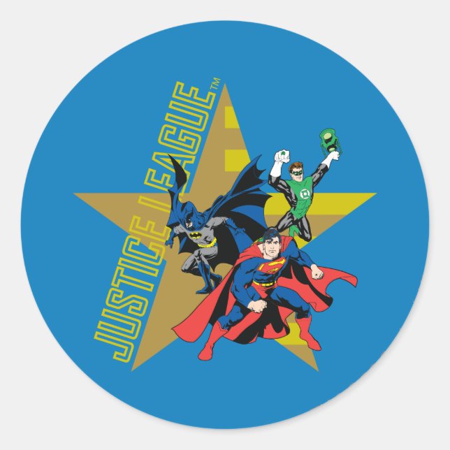 Justice League Star Heroes Classic Round Sticker (Front)