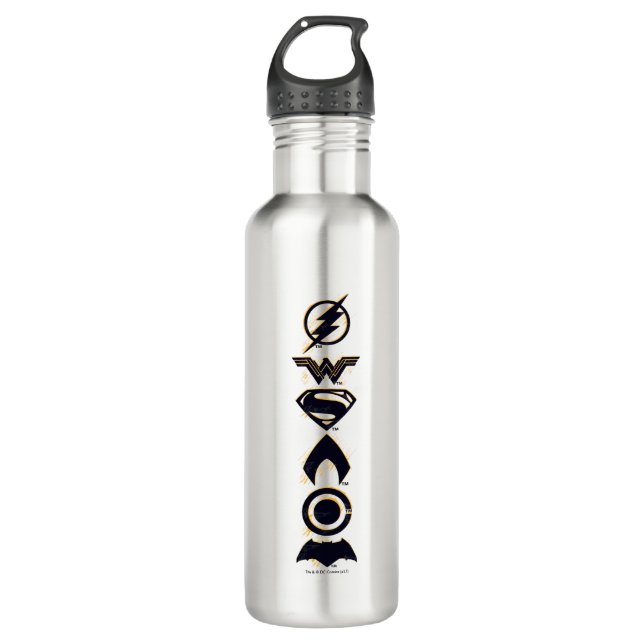 Justice League | Stylised Team Symbols Lineup 710 Ml Water Bottle (Front)