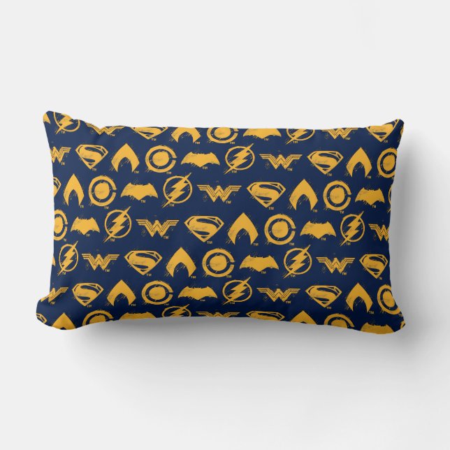 Justice League | Stylised Team Symbols Lineup Lumbar Cushion (Front)