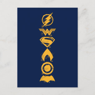 Justice League   Stylised Team Symbols Lineup Postcard