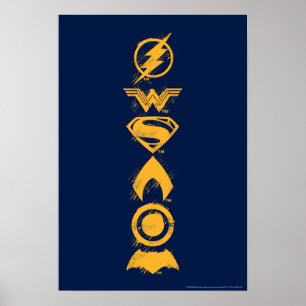 Justice League   Stylised Team Symbols Lineup Poster
