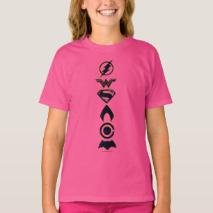 Justice League   Stylised Team Symbols Lineup T-Shirt