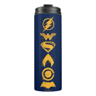 Justice League   Stylised Team Symbols Lineup Thermal Tumbler