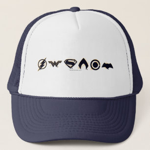 Justice League   Stylised Team Symbols Lineup Trucker Hat