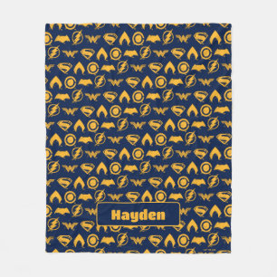 Justice League   Stylized Team Symbols Lineup Fleece Blanket