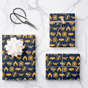 Justice League   Stylized Team Symbols Lineup Wrapping Paper Sheet