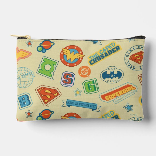 Justice League Super Hero Badge Pattern Accessory Pouch (Front)