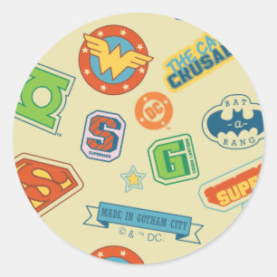 Justice League Super Hero Badge Pattern Classic Round Sticker