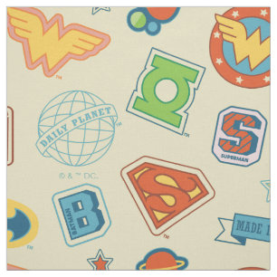Justice League Super Hero Badge Pattern Fabric