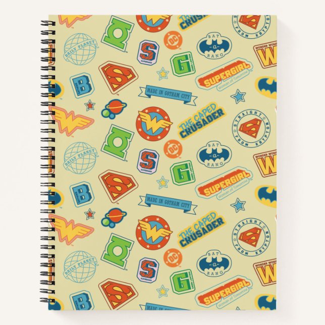 Justice League Super Hero Badge Pattern Notebook (Front)