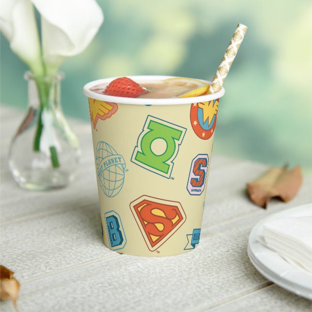 Justice League Super Hero Badge Pattern Paper Cups (Insitu)
