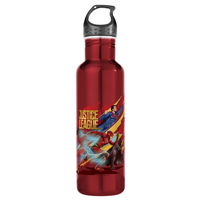 Justice League | Superman, Flash, & Batman Badge 710 Ml Water Bottle (Front)