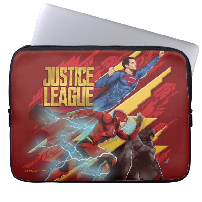 Justice League | Superman, Flash, & Batman Badge Laptop Sleeve (Front)