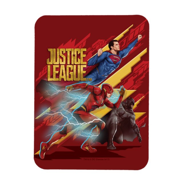 Justice League | Superman, Flash, & Batman Badge Magnet (Vertical)