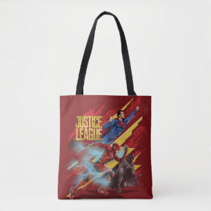 Justice League   Superman, Flash, & Batman Badge Tote Bag