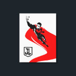 Justice League | Superman Flying Noir Pop Art Canvas Print<br><div class="desc">Check out this pop art style Justice League's Superman drawing as he flies through the air. This black and white drawing is offset by his bright red cape and red S-Shield logo on his chest.</div>