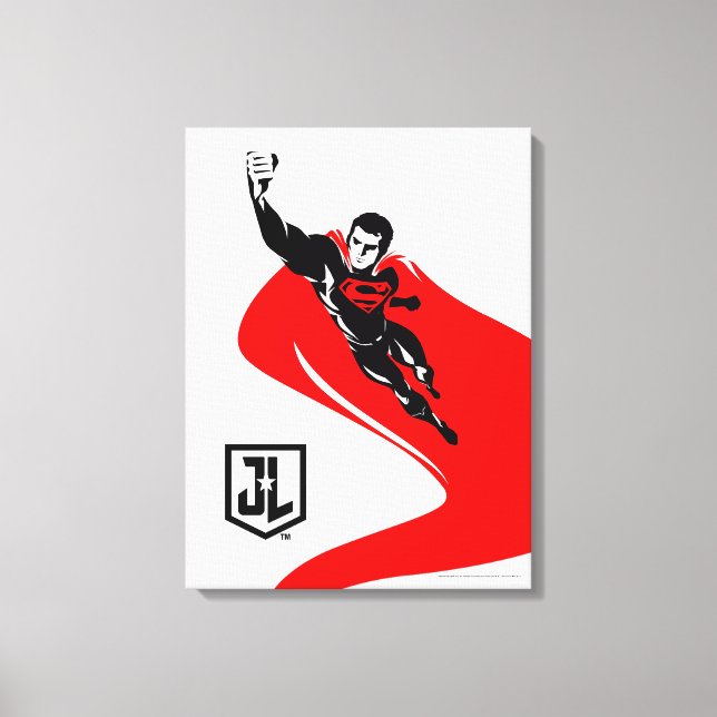 Justice League | Superman Flying Noir Pop Art Canvas Print (Front)
