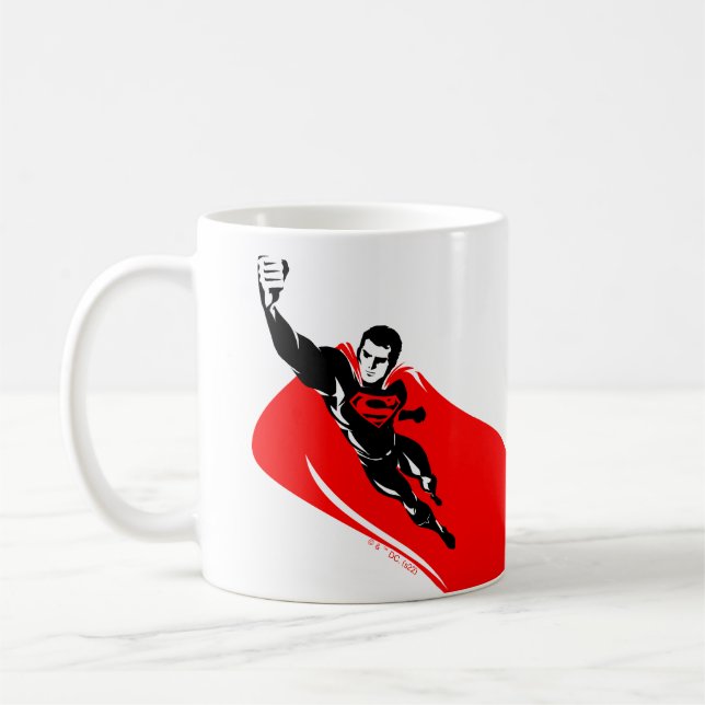 Justice League | Superman Flying Noir Pop Art Coffee Mug (Left)