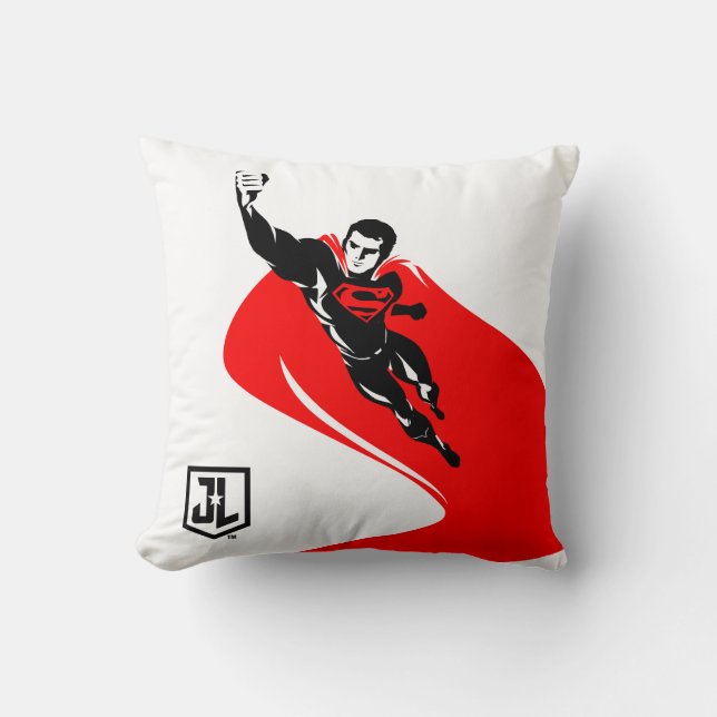 Justice League | Superman Flying Noir Pop Art Cushion (Front)