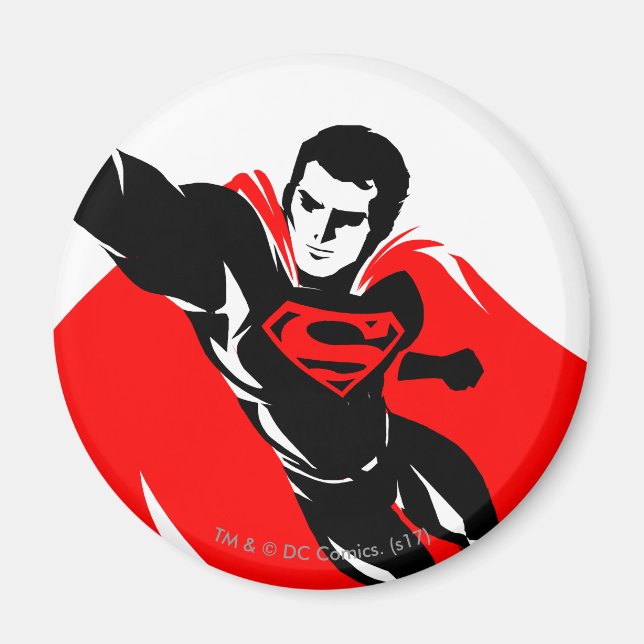 Justice League | Superman Flying Noir Pop Art Magnet (Front)