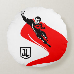 Justice League   Superman Flying Noir Pop Art Round Cushion