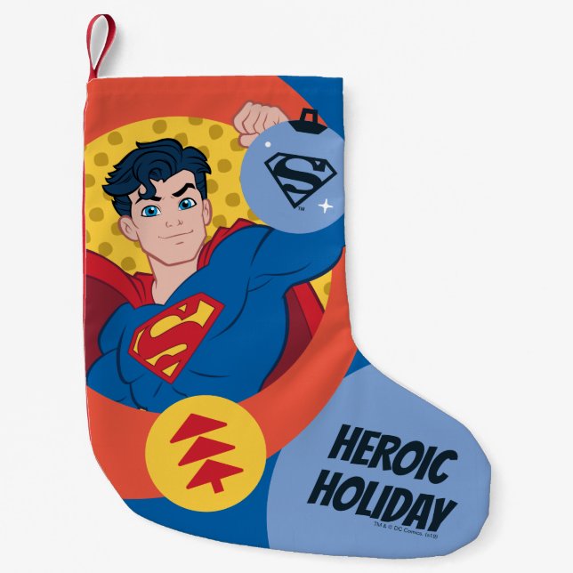 Justice League Superman Holiday Bauble Small Christmas Stocking (Front)