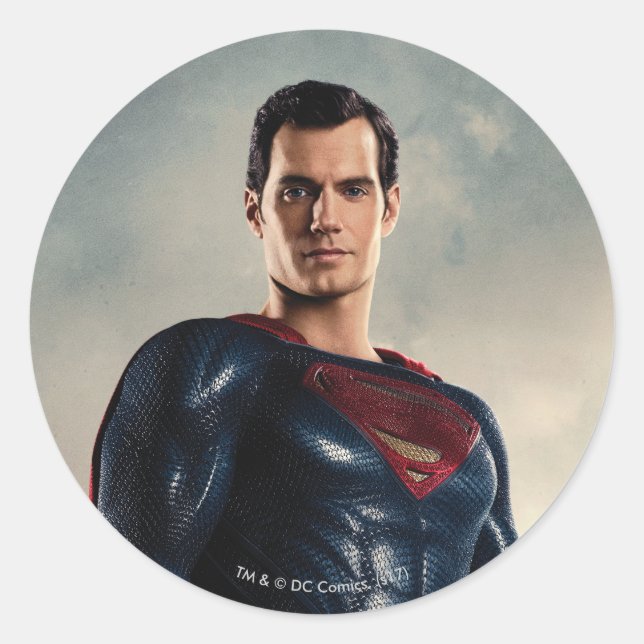 Justice League | Superman On Battlefield Classic Round Sticker (Front)