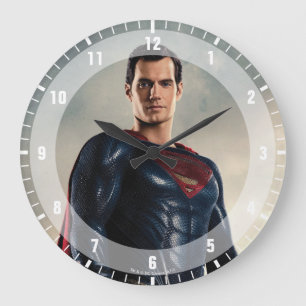 Justice League Superman On Battlefield Large Clock