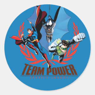 Justice League Team Power Classic Round Sticker