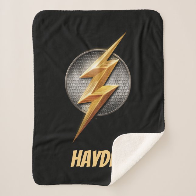 Justice League | The Flash Metallic Bolt Symbol Sherpa Blanket (Front)