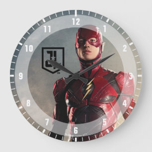 Justice League The Flash On Battlefield Large Clock