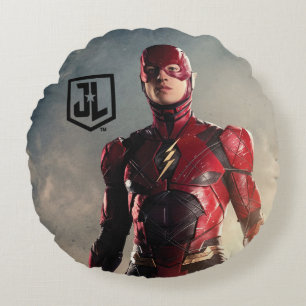 Justice League   The Flash On Battlefield Round Cushion