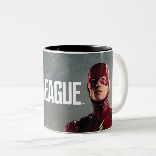 Justice League | The Flash On Battlefield Two-Tone Coffee Mug (Front Right)