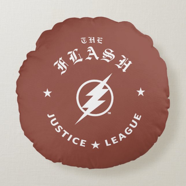 Justice League | The Flash Retro Lightning Emblem Round Cushion (Front)